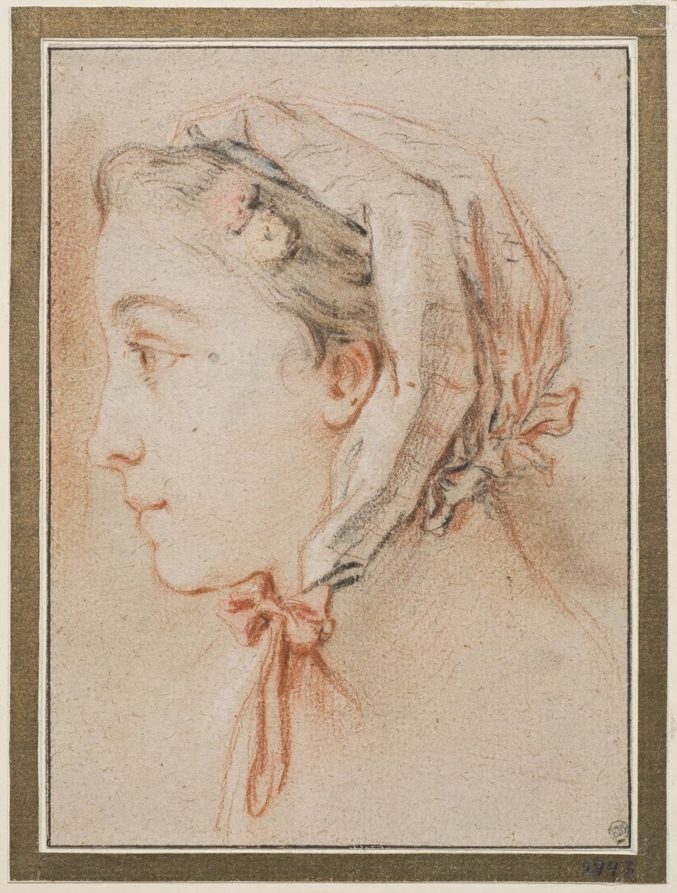 Női fej, profilból, sapkával alkotó: François Boucher