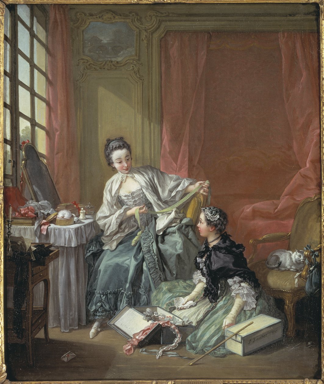 A kalapos – The Milliner, Boucher, Francois (1703-1770). olajfestmény alkotó: François Boucher