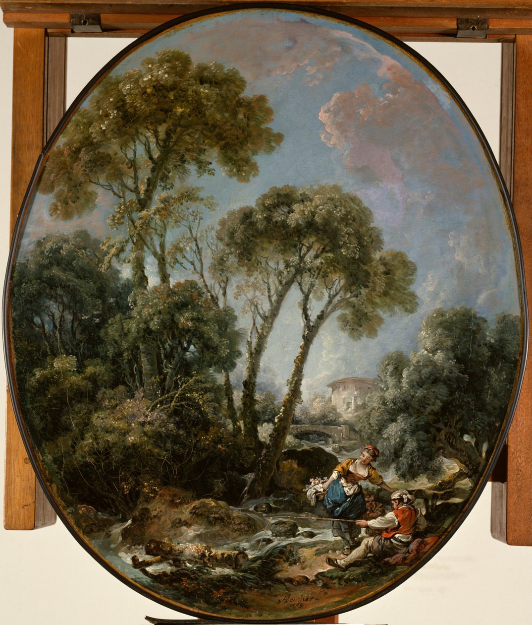 Tájkép halásszal és egy fiatal nővel alkotó: François Boucher