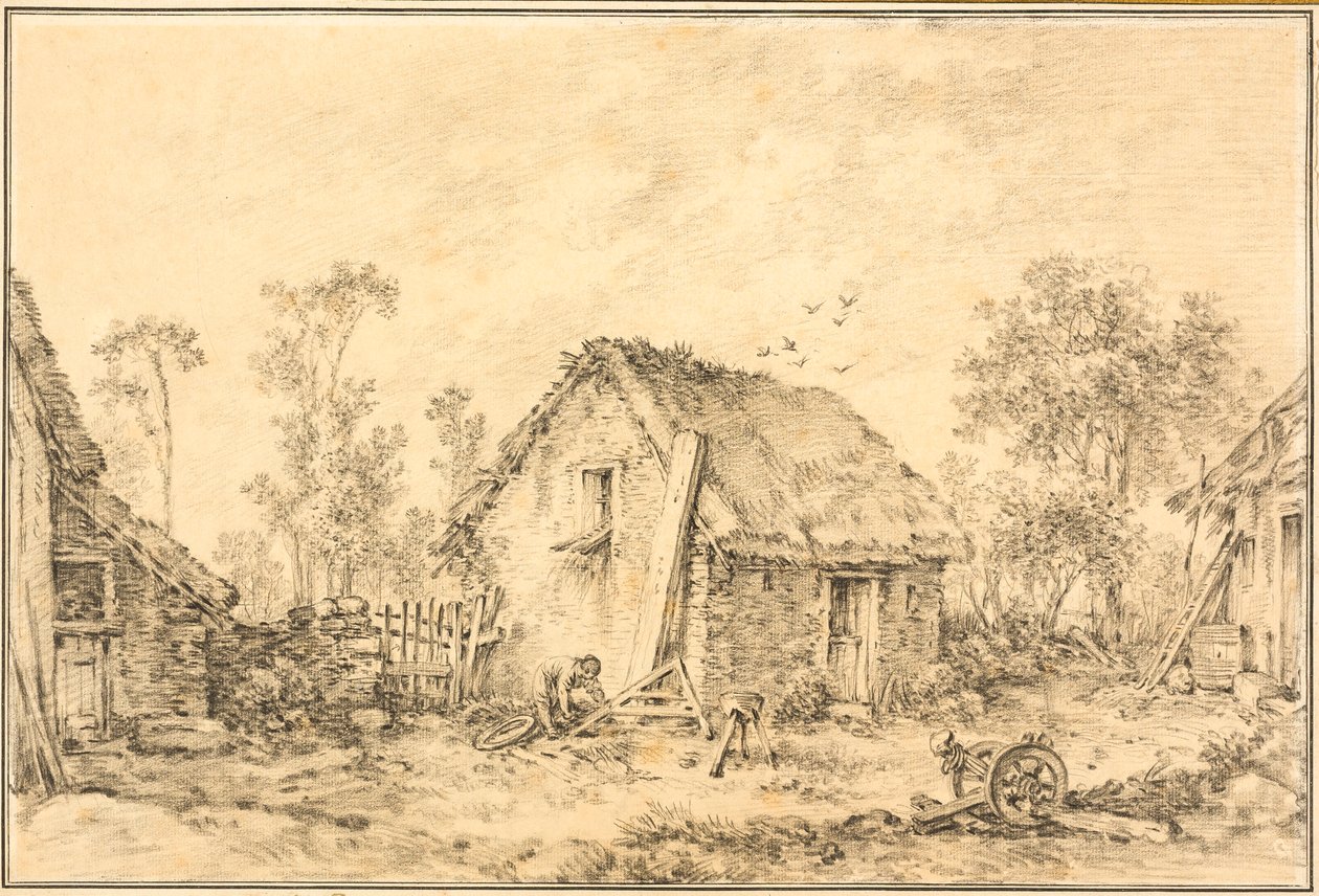Táj rusztikus kunyhóval alkotó: François Boucher
