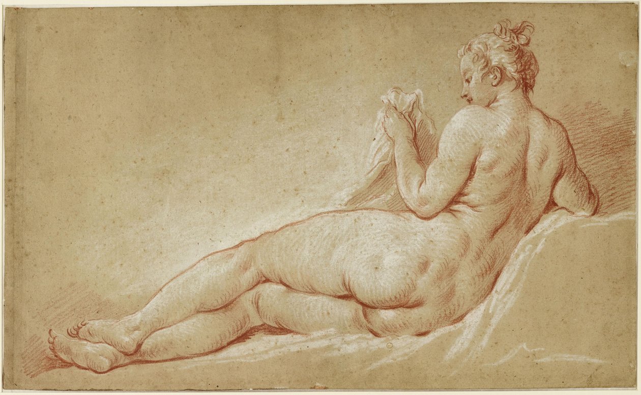 Fekvő női akt hátulról nézve alkotó: François Boucher