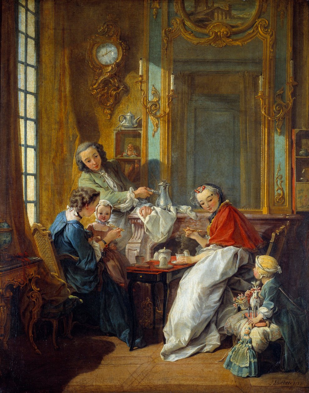 Ebédjelenet polgári belső térben. Francois Boucher (1703-1770) festménye 1739 V. 0,81x0,65 m alkotó: François Boucher
