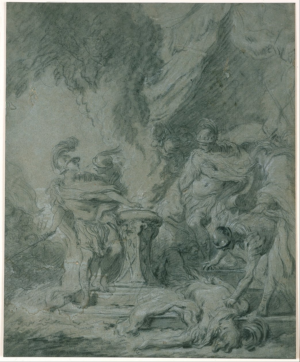 Mucius Scaevola a tűzbe helyezi a kezét alkotó: François Boucher