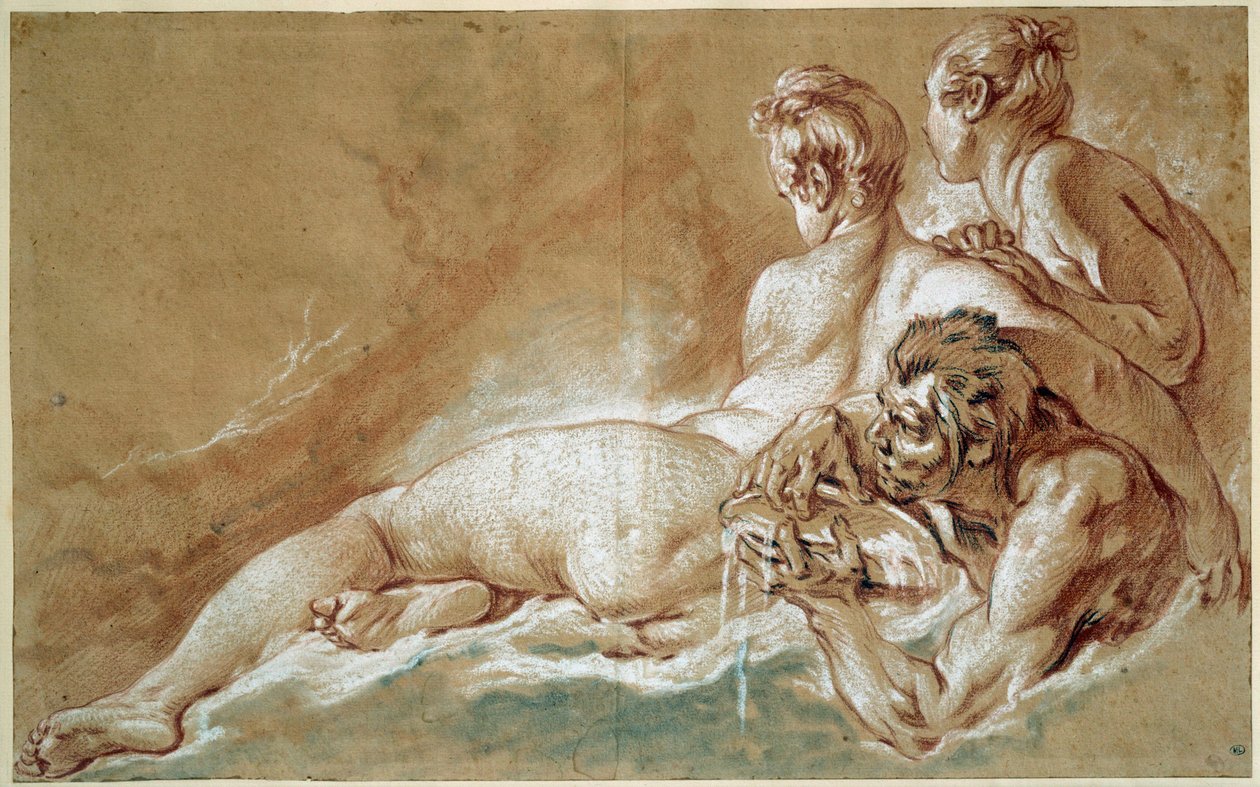 Naiades et triton Francois Boucher (1703-1770) rajza vörös krétával és ceruzával 1753 V. 0,29x0,46 m Párizs, Louvre Múzeum alkotó: François Boucher