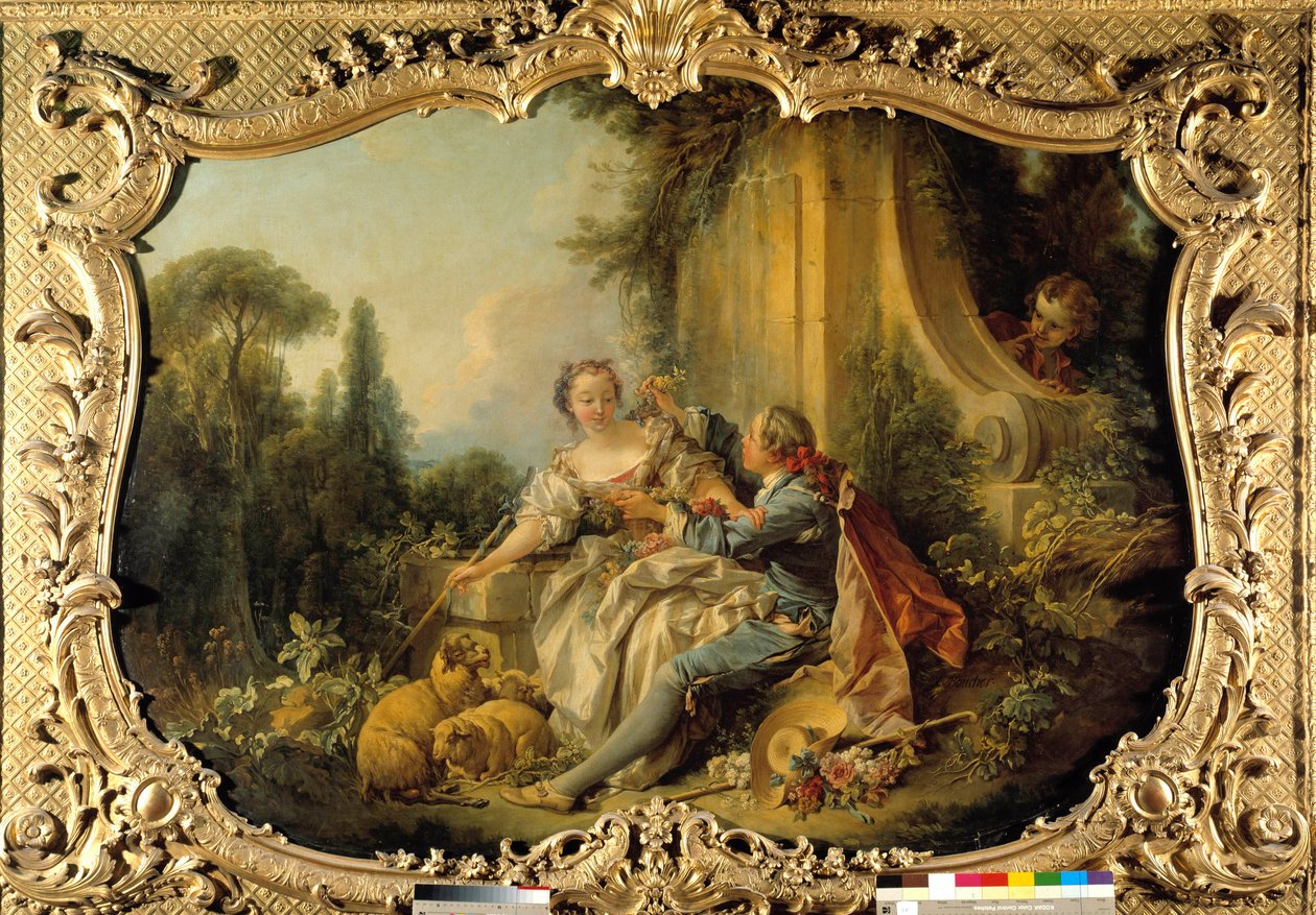Pastor Gallant jelenet bukolikus. Francois Boucher (1703-1770) festménye. 1737-1738. Párizs, Nemzeti Levéltár alkotó: François Boucher
