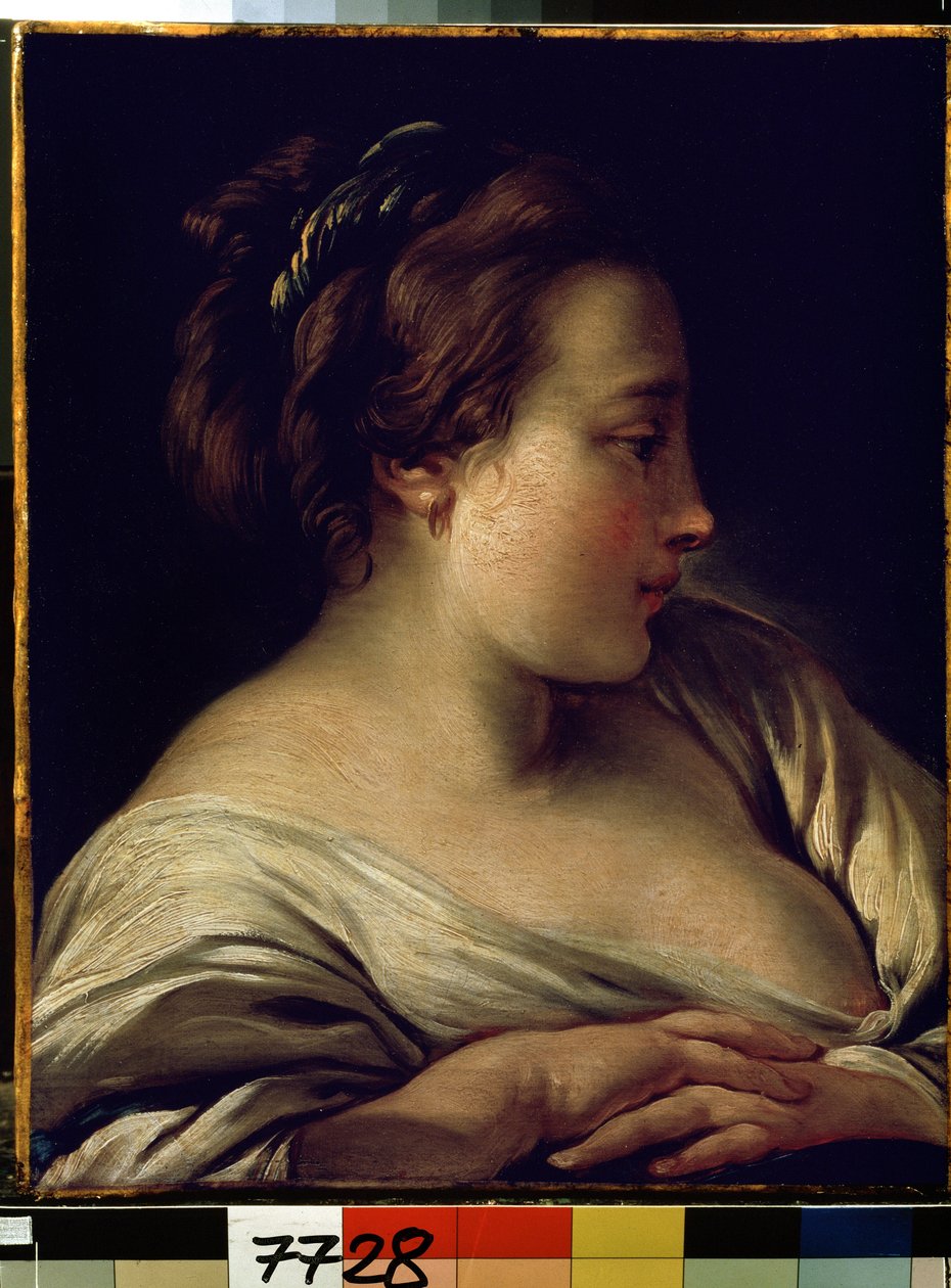 ""Egy fiatal lány portréja"" (Egy lány feje) Francois Boucher (1703-1770) festménye 1740-1750 Méret: 36x28 cm Ermitázs Múzeum, Szentpétervár (Szentpétervár) alkotó: François Boucher
