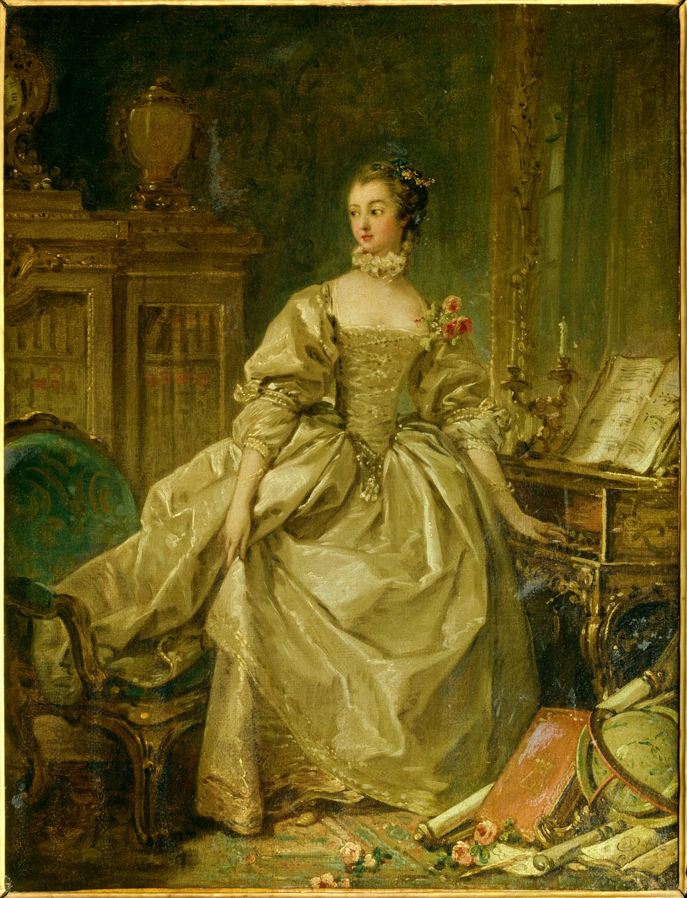 Jeanne Antoinette Poisson, de Pompadour márkiné (Madame de Pompadour néven ismert) egészalakos portréja alkotó: François Boucher