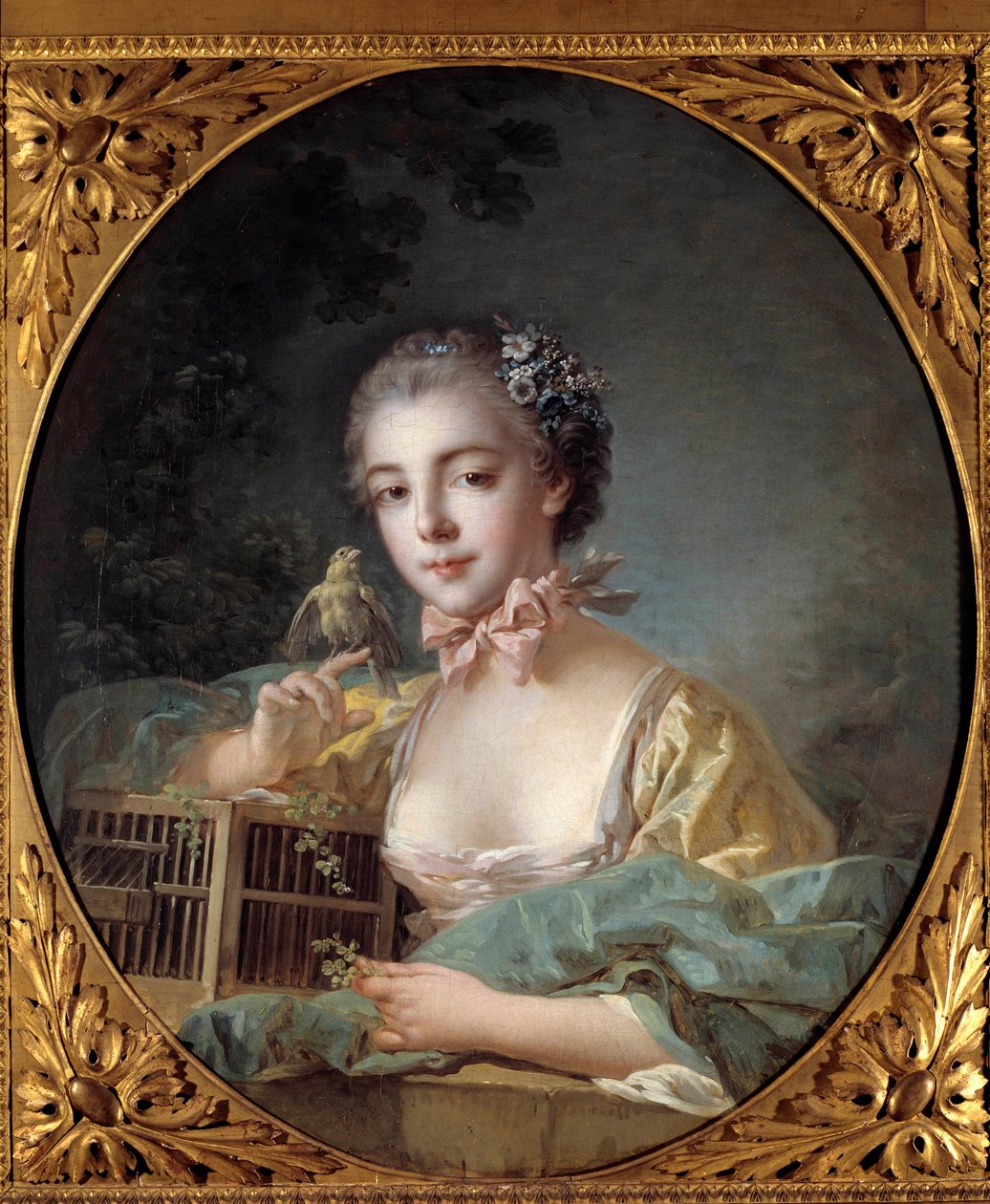 Madame Baudoin, a festő lányának portréja A lány a kanárijával pózol. Francois Boucher (1703-1770) festménye 18. századi Párizs. Musee Cognacq Jay alkotó: François Boucher