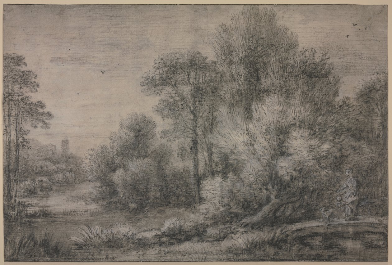 Folyóparti táj alkotó: François Boucher