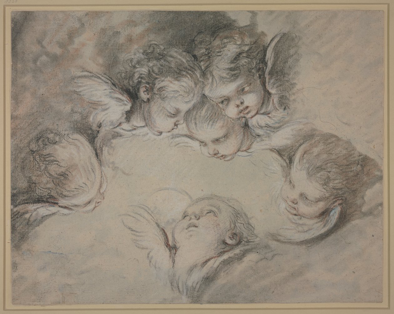 Hat angyalfej a felhők között alkotó: François Boucher