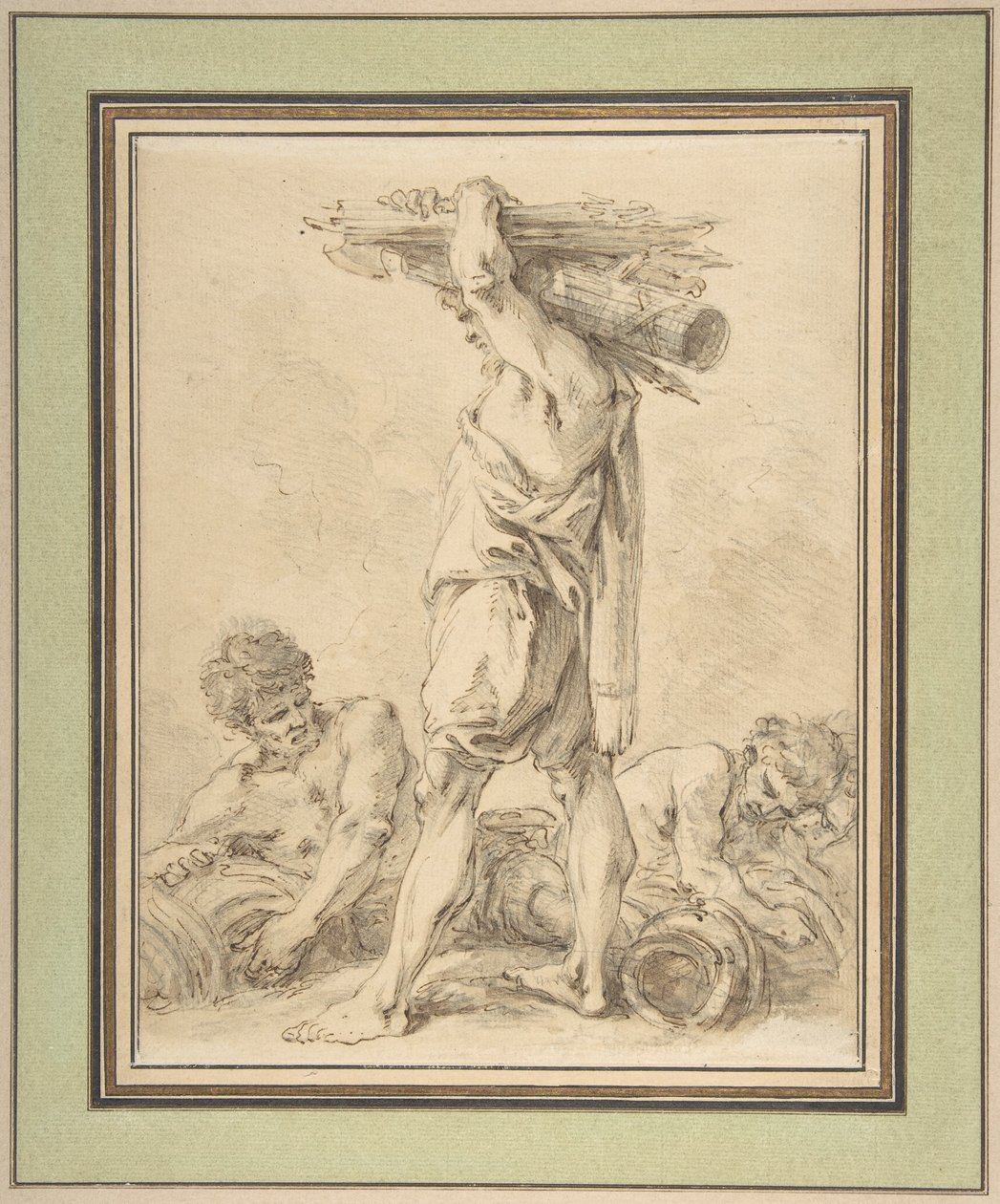 Álló férfi, kezében fasces-szel és fegyverekkel alkotó: François Boucher