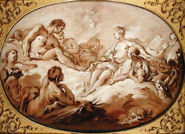 Aeneas apoteózisa, vagy Aeneas, amelyet Vénusz mutatott be az isteneknek, 1746 körül (grisaille) alkotó: François Boucher