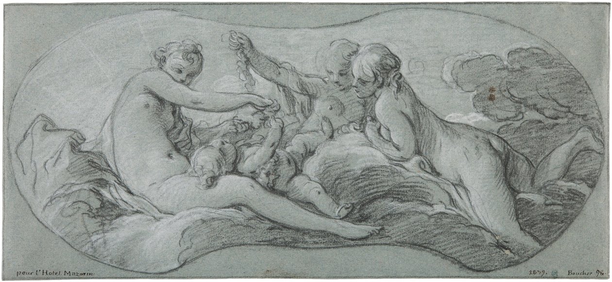 A három grácia Ámorral játszik alkotó: François Boucher