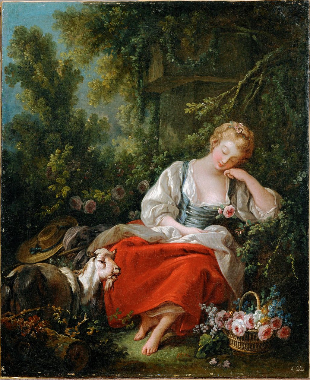Az álmodó pásztorlány (festmény vászonra) alkotó: Francois Boucher