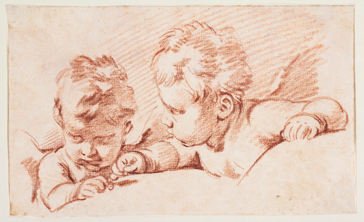 Két putti. Tervezet ajtódarabhoz Amalienborgban alkotó: François Boucher