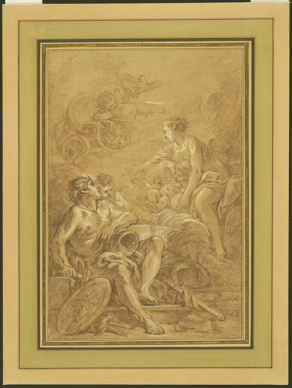Vénusz megparancsolja Vulkánnak, hogy készítsen fegyvert Aeneasnak alkotó: François Boucher
