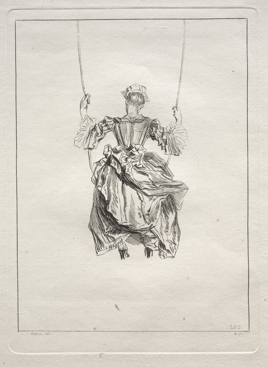 Nő a hintában, hátulról nézve alkotó: François Boucher