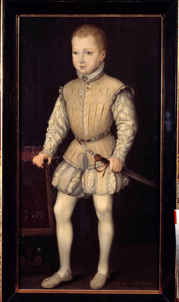 IV. Navarrai Henrik (1553-1610) portréja, aki 4 éves volt, párizsi tartózkodása alatt szüleivel 1557-ben, majd Navarra hercege II. Francois Bunel festménye (körülbelül 1552-1599 előtt). 1557. Dim. 1,25x0,64 m. Versailles, Versaille kastélyai alkotó: Francois Bunel