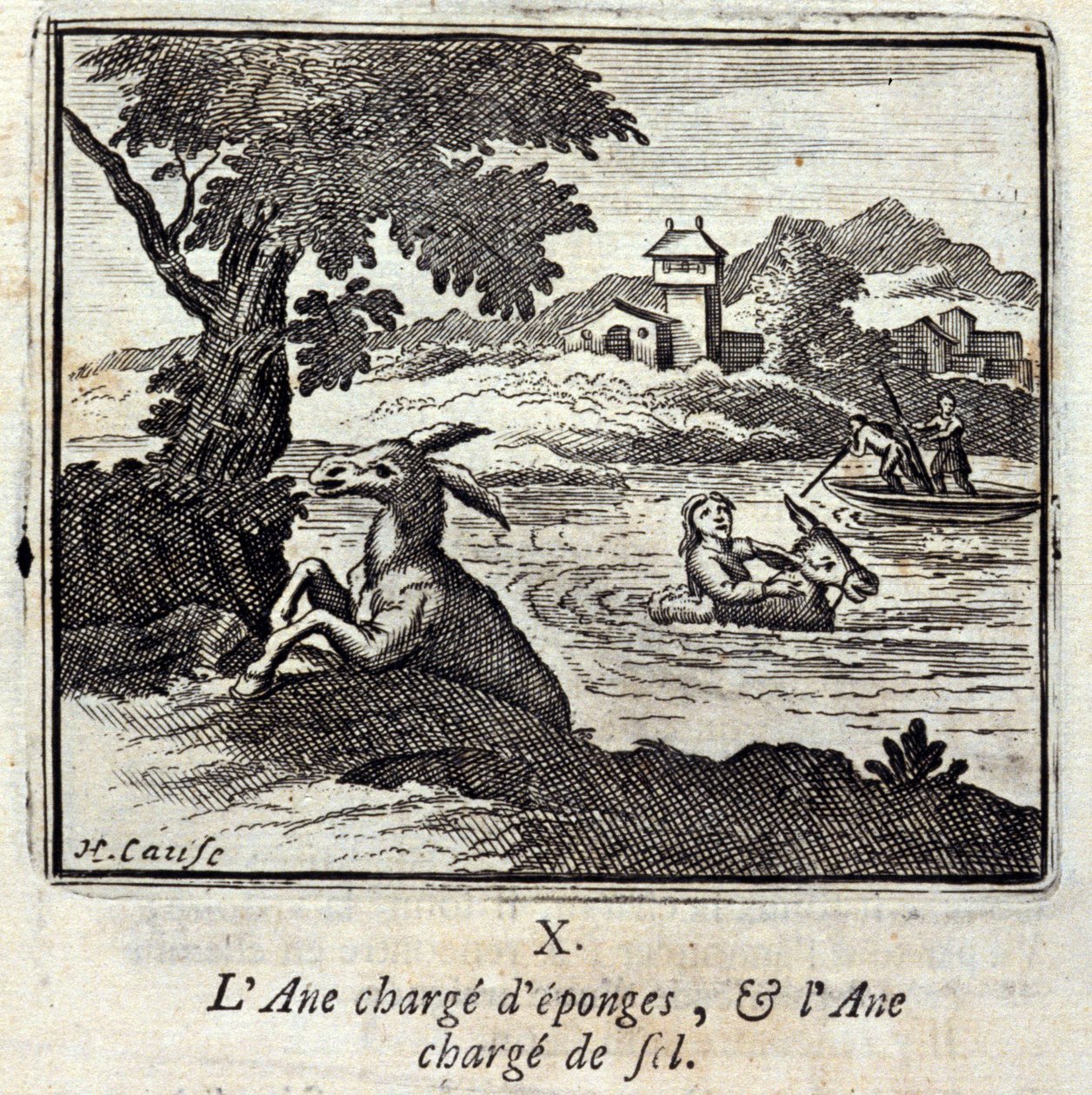 Szamárra sok szivacs, és szamárra sok só. Jean de La Fontaine (1621-95) meséi. Illusztráció: François Chauveau (1613-1676). 1728-as kiadás. alkotó: Francois Chauveau