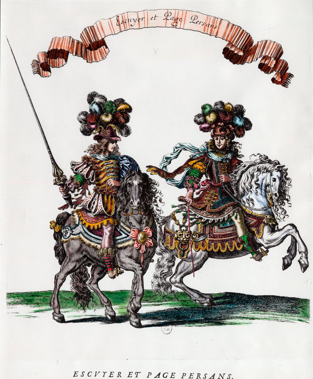 Ecuyer és perzsa lap a XIV. Lajos király (1639-1715) által adott körhinta alatt. Francois Chauveau (1613-1676) metszet 1662 körül Magángyűjtemény alkotó: Francois Chauveau