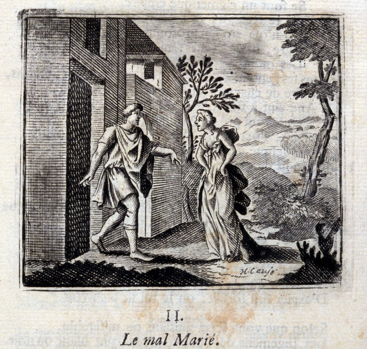 A gonosz megházasodik. Jean de La Fontaine (1621-95) meséi. Illusztráció: François Chauveau (1613-1676). 1728-as kiadás. alkotó: Francois Chauveau