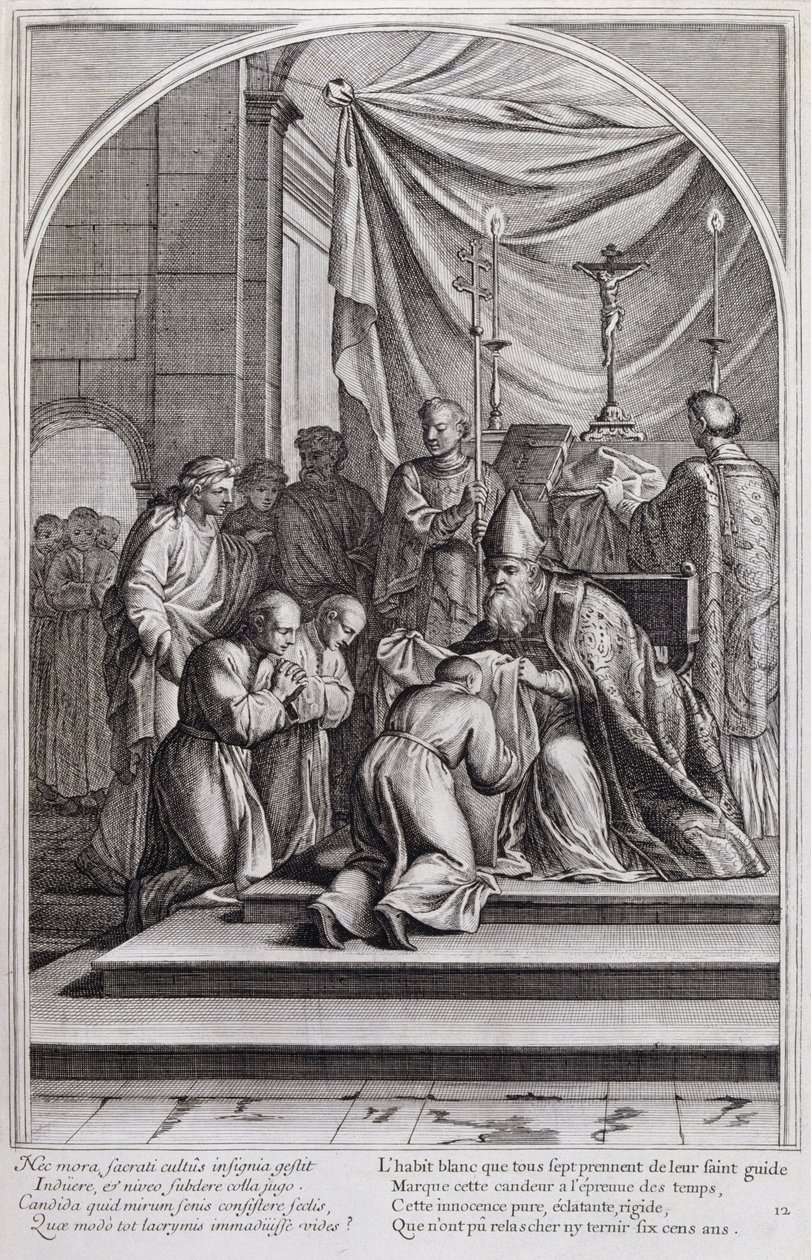 Illusztráció a "Szent Brúnó, a Chartreux rend alapítója életéből" Párizs 1660. Eustache Le Sueur festményei után és Fran Sois Chauveau metszetében ©UIG/Leemage alkotó: Francois Chauveau