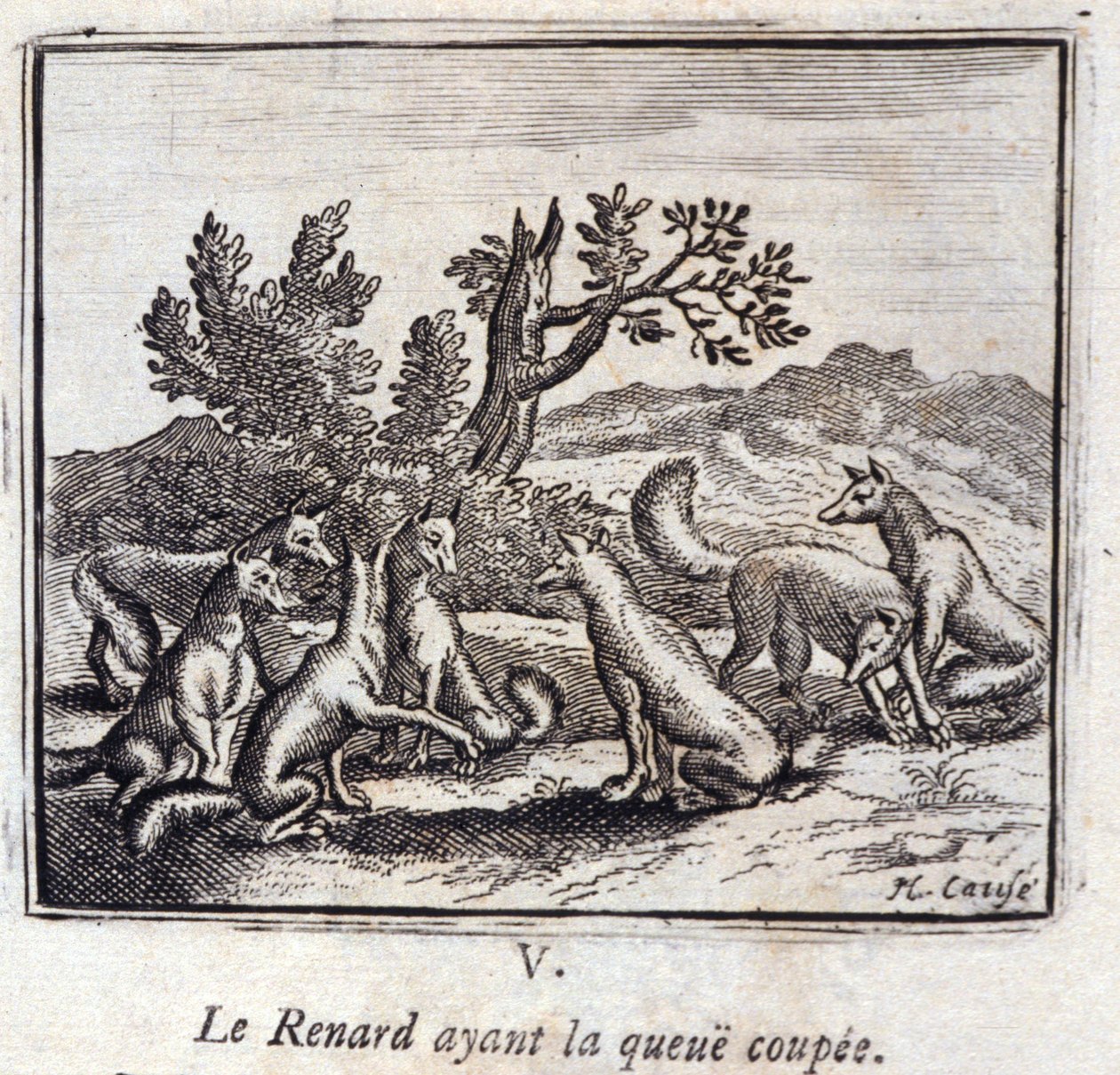 Illusztráció a „Jean de la Fontaine meséiből” (litho) alkotó: Francois Chauveau