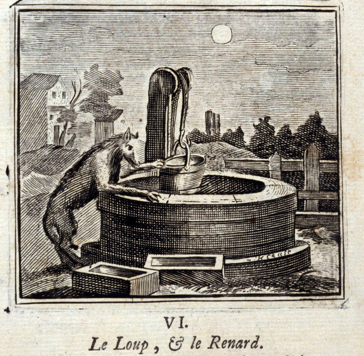 Illusztráció a „Jean de la Fontaine meséiből” (litho) alkotó: Francois Chauveau