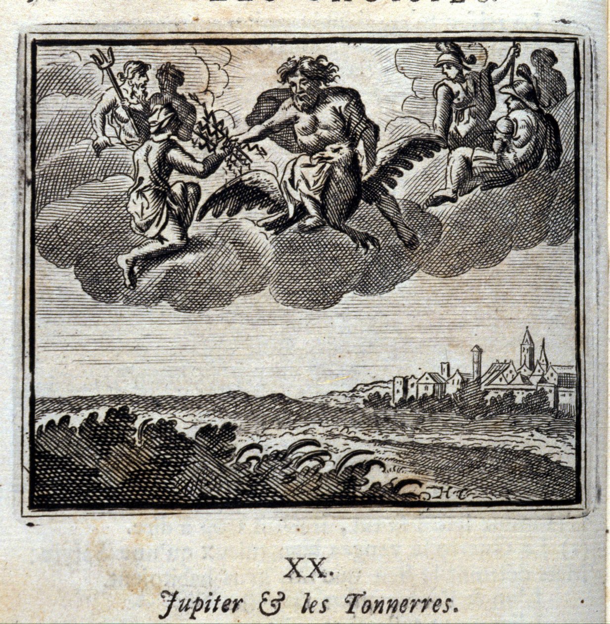 Jupiter és a mennydörgők.Jean de La Fontaine (1621-95) meséi. Illusztráció: François Chauveau (1613-1676). 1728-as kiadás. alkotó: Francois Chauveau