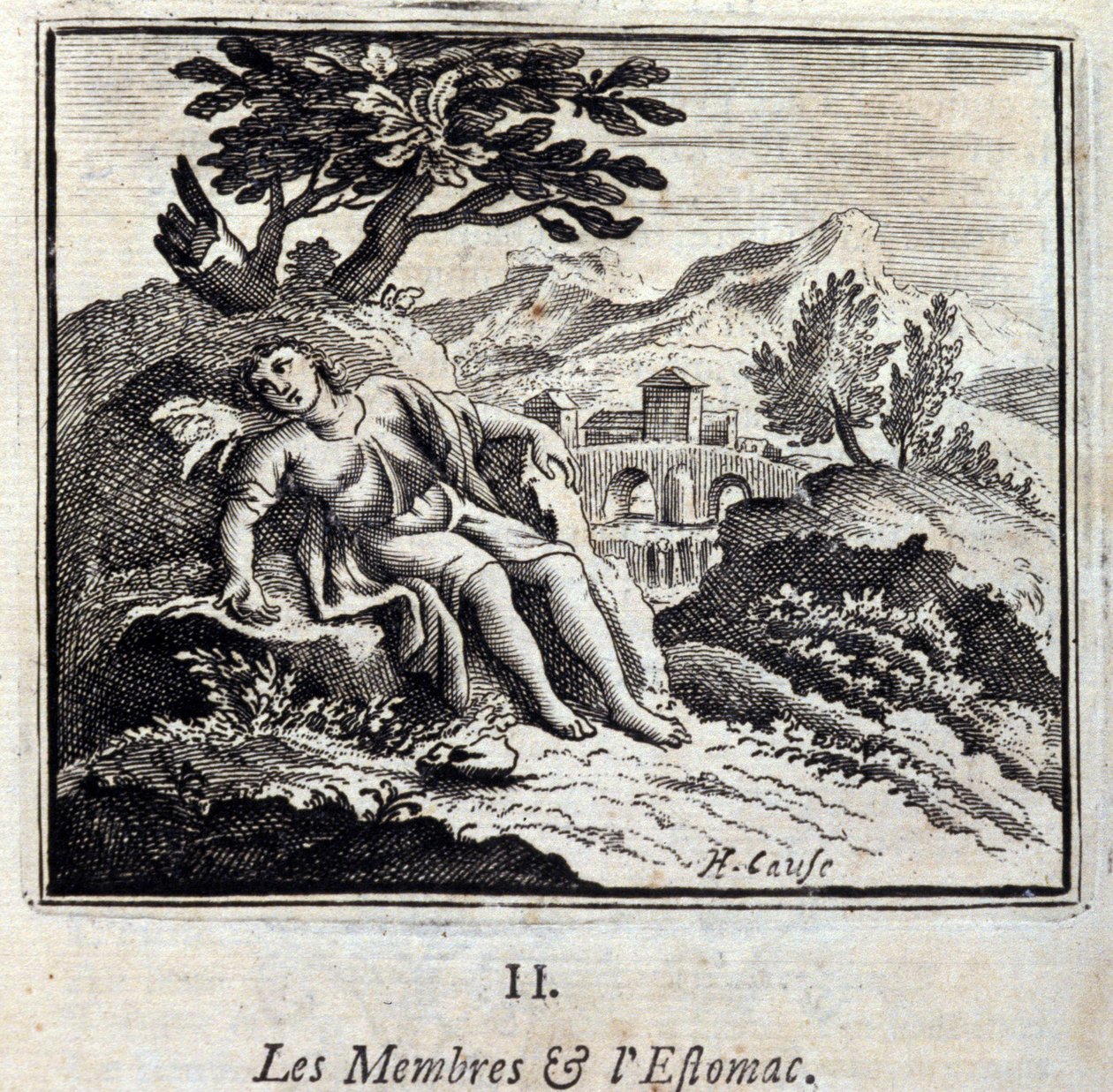 A tagok és a gyomor. Jean de La Fontaine (1621-95) meséi. Illusztráció: François Chauveau (1613-1676). 1728-as kiadás. alkotó: Francois Chauveau