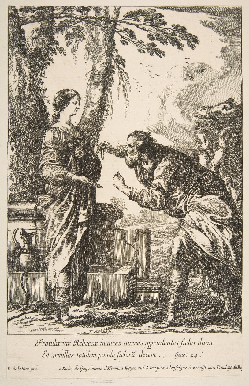 Rebecca és Eliezer. alkotó: Francois Chauveau