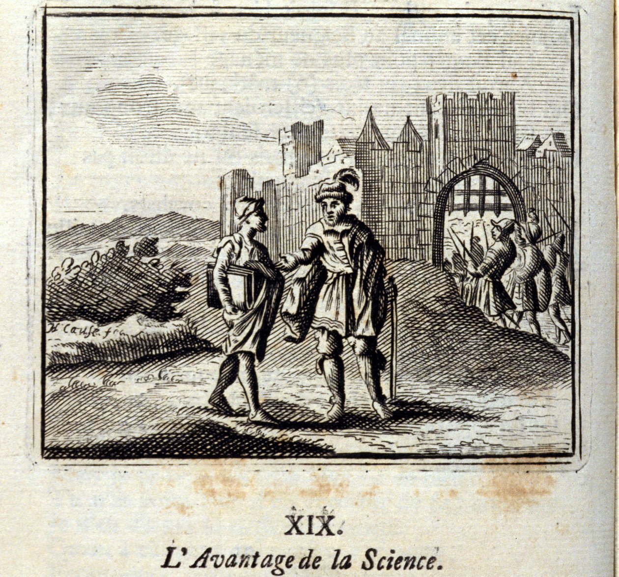 A tudomány előnye. Jean de La Fontaine (1621-95) meséi. Illusztráció: Francois Chauveau (1613-1676). 1728-as kiadás. alkotó: Francois Chauveau