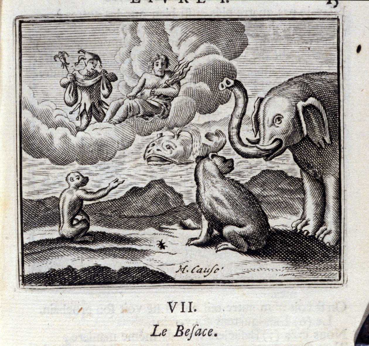 A táska. Jean de La Fontaine (1621-95) meséi. Illusztráció: Francois Chauveau (1613-1676). 1728-as kiadás. alkotó: Francois Chauveau