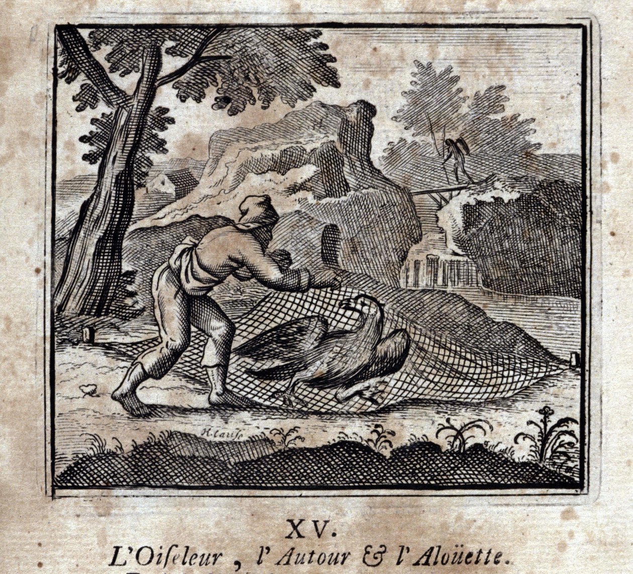 A Madármadár az Around és az Alouette. Jean de La Fontaine (1621-95) meséi. Illusztráció: François Chauveau (1613-1676). 1728-as kiadás. alkotó: Francois Chauveau