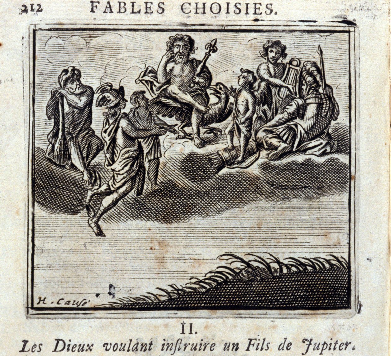 Az istenek tanítani akarják Jupiter fiát. Jean de La Fontaine (1621-95) meséi. François Chauveau (1613-1676) illusztrációja. 1728-as kiadás. alkotó: Francois Chauveau