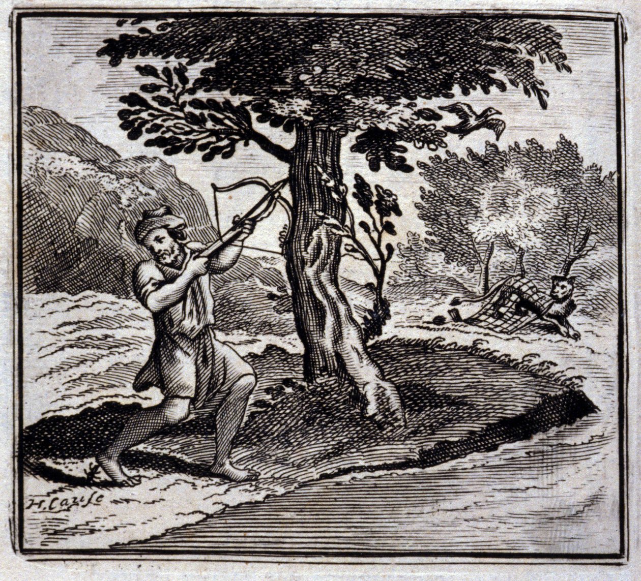 Jean de La Fontaine (1621-95) Az oroszlán és a patkány mesék. Illusztráció: Francois Chauveau (1613-1676). 1728-as kiadás. alkotó: Francois Chauveau