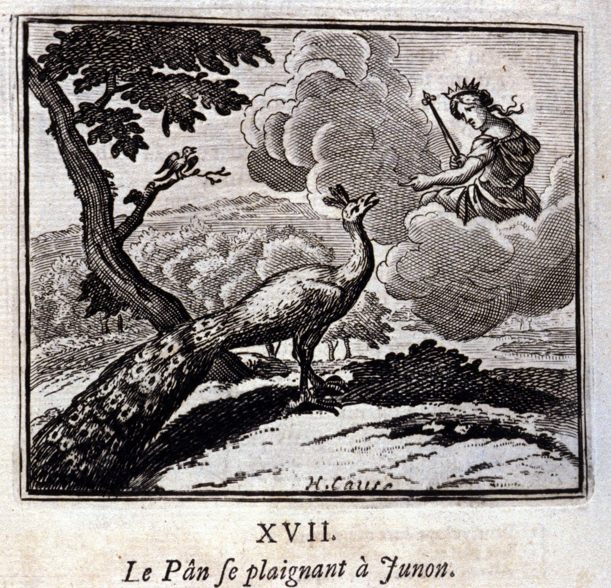 A Páva panaszkodik Junonnak. Jean de La Fontaine (1621-95) meséi. Illusztráció: François Chauveau (1613-1676). 1728-as kiadás. alkotó: Francois Chauveau