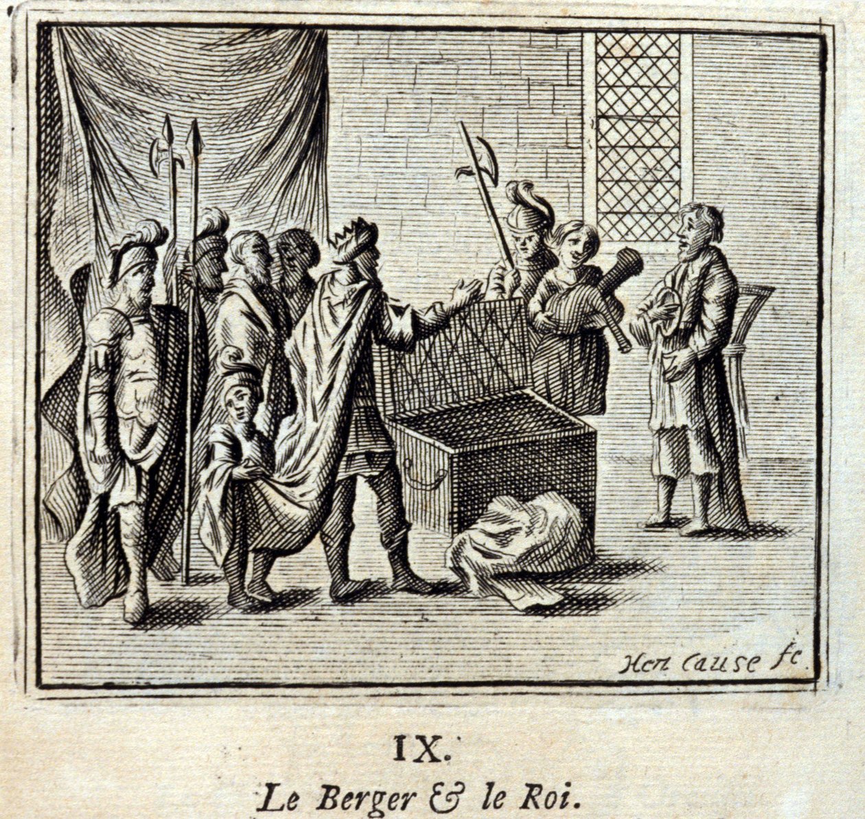 A Pásztor és a Király. Jean de La Fontaine (1621-95) meséi. Illusztráció: François Chauveau (1613-1676). 1728-as kiadás. alkotó: Francois Chauveau