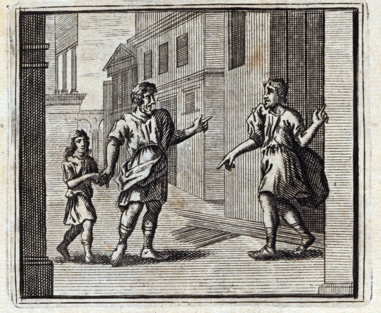 A letétkezelő hűtlen. Jean de La Fontaine (1621-95) meséi. Illusztráció: François Chauveau (1613-1676). 1728-as kiadás. alkotó: Francois Chauveau