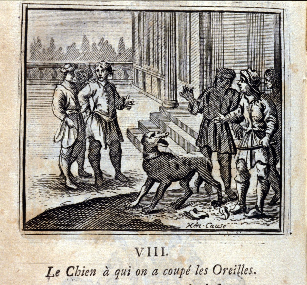 A kutyának levágtuk a fülét. Jean de La Fontaine (1621-95) meséi. Illusztráció: François Chauveau (1613-1676). 1728-as kiadás. alkotó: Francois Chauveau