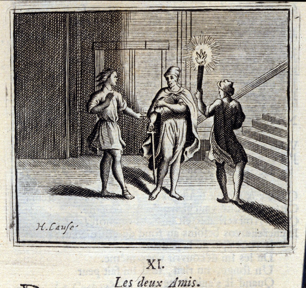 A két barát. Jean de La Fontaine (1621-95) meséi. Illusztráció: François Chauveau (1613-1676). 1728-as kiadás. alkotó: Francois Chauveau