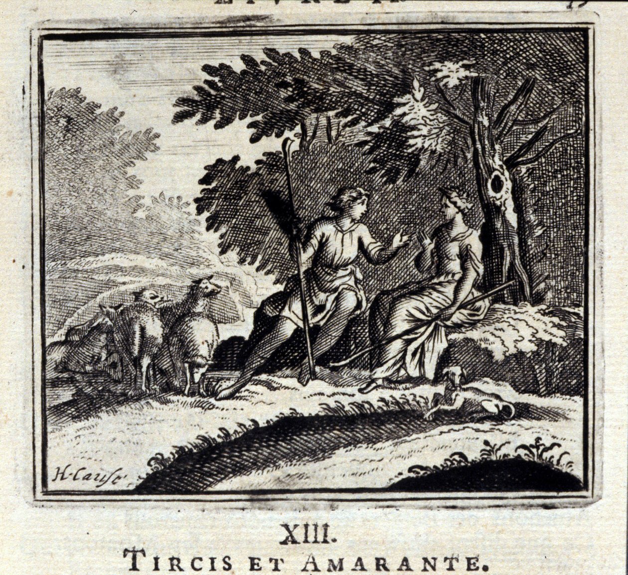 Tircis és Amaranth. Jean de La Fontaine (1621-95) meséi. Illusztráció: François Chauveau (1613-1676). 1728-as kiadás. alkotó: Francois Chauveau