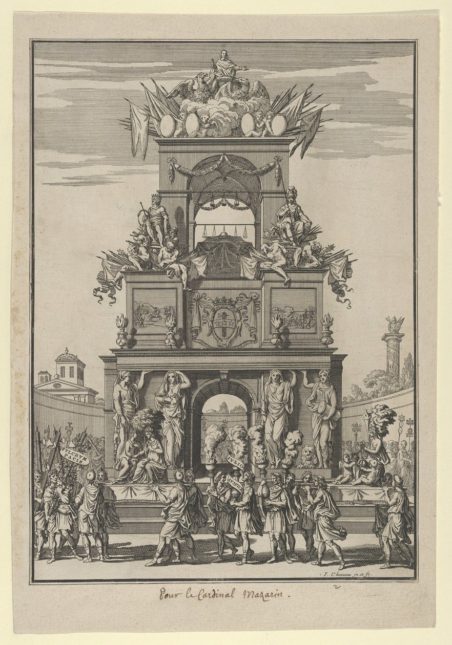 A pireneusi békeszerződés után Mazarin bíboros tiszteletére emelt diadalív..., kb. 1664-5. alkotó: Francois Chauveau