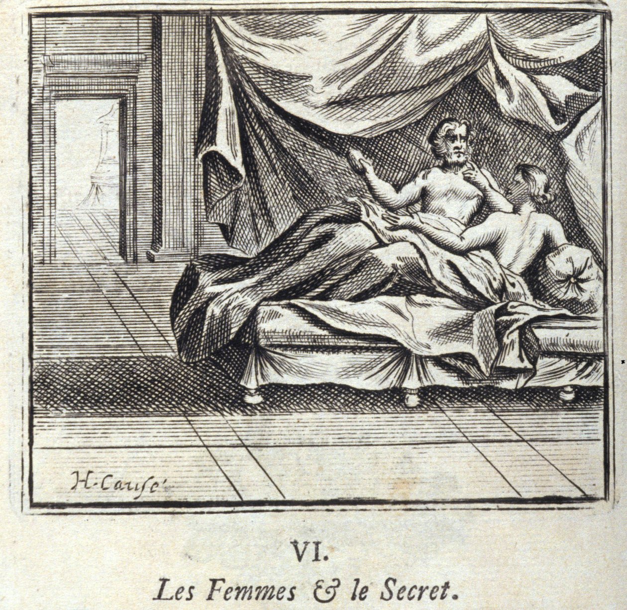 Nők és titok. Jean de La Fontaine (1621-95) meséi. Illusztráció: Francois Chauveau (1613-1676). 1728-as kiadás. alkotó: Francois Chauveau