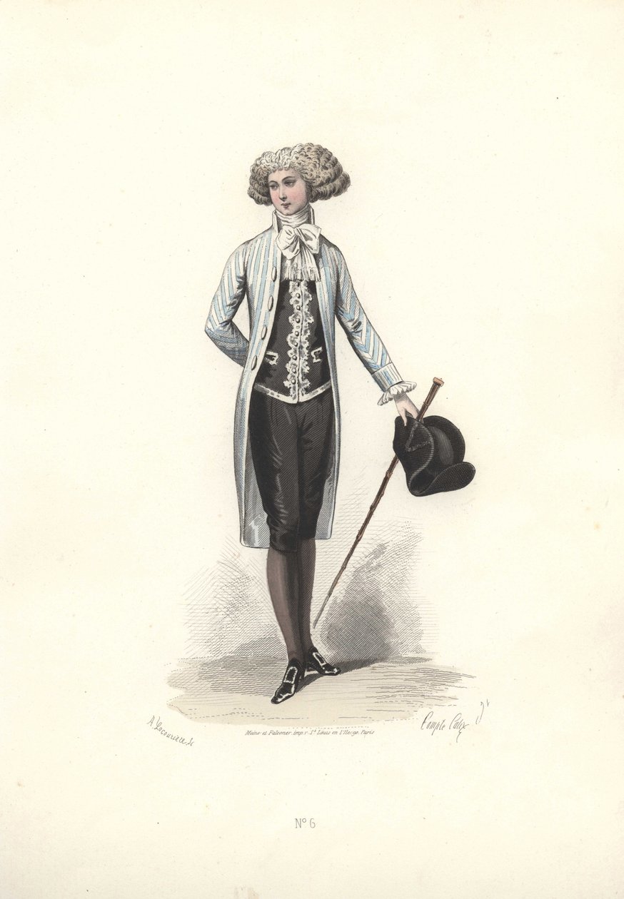 Elegáns férfi csíkos kabátban, Marie Antoinette korszaka. alkotó: Francois Claudius Compte Calix