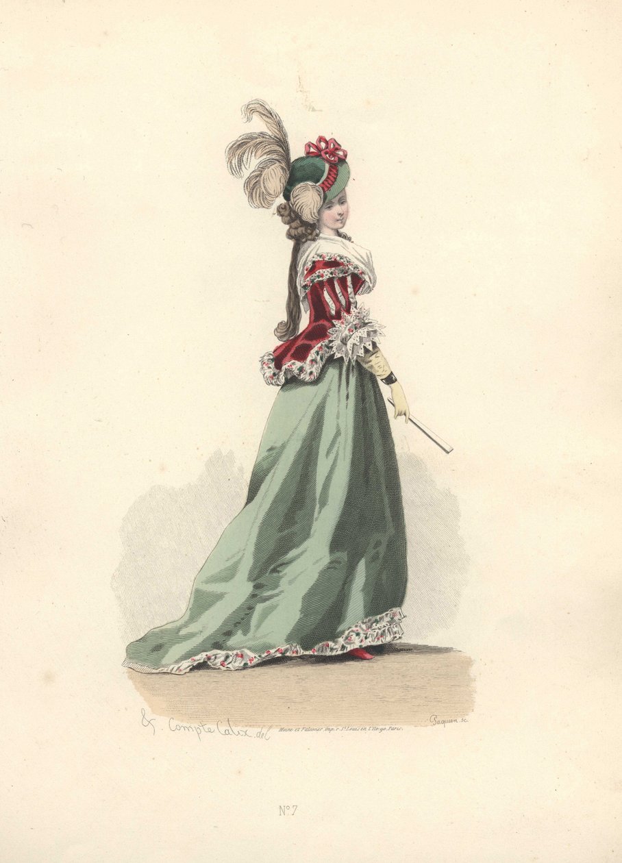 Nő kabátban és szoknyában, Marie Antoinette korszaka. alkotó: Francois Claudius Compte Calix