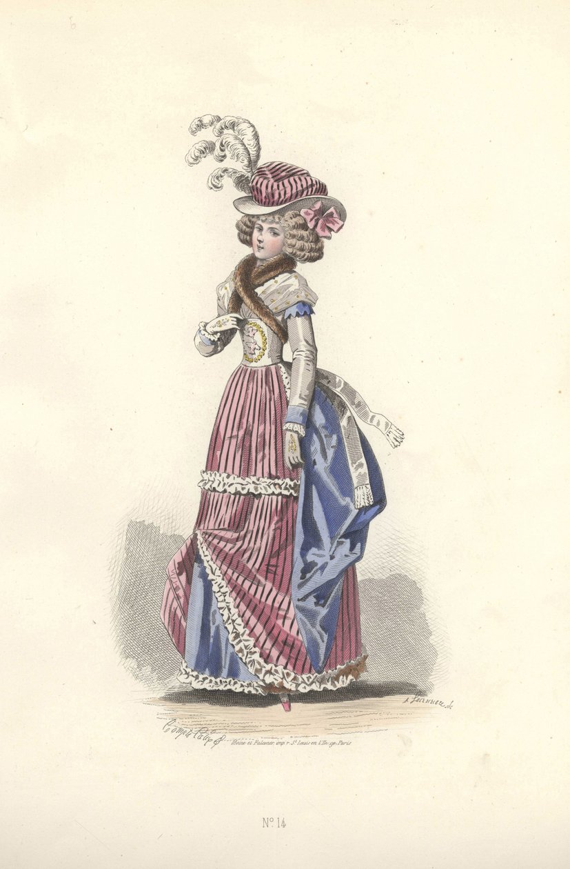 Nő trikolor ruhában, Marie Antoinette korszakában. alkotó: Francois Claudius Compte Calix