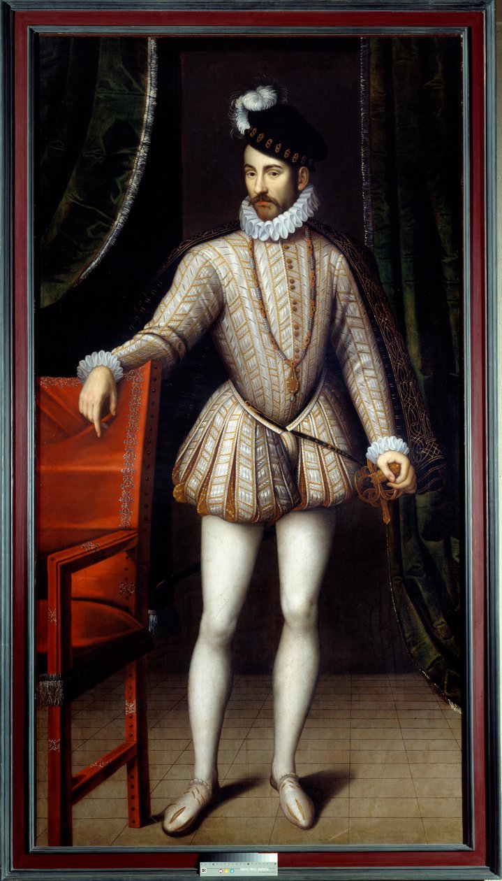 IX. Károly (1550-1574) francia király portréja lábán. Francois Clouet (1515-1572) festménye alkotó: François Clouet
