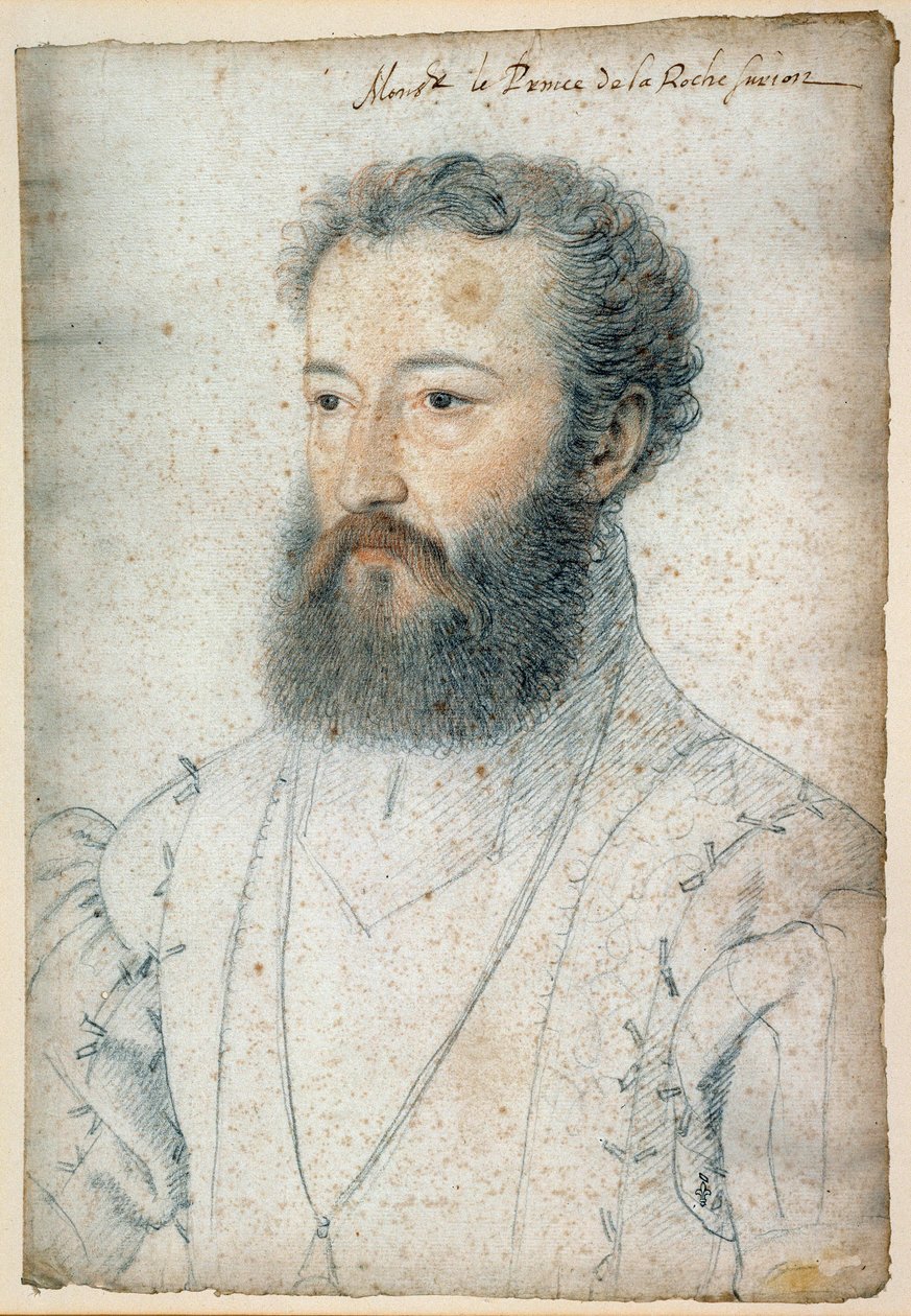 Charles de Bourbon, La Roche-sur-Yon hercegének (1515-1565) portréja. Clouet Francois (1515-1572) Vér és fekete követ rajzolása alkotó: François Clouet