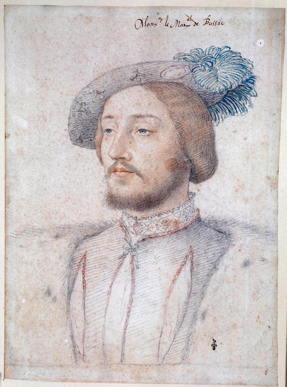 Charles de Cosse, Brissac grófja, Franciaország marsallja (1506-1563) portréja (Cosse-Brissac). Francois Clouet (1515-1572) ceruzával és vérrel rajza. 1537. Conde Múzeum, Chantilly alkotó: François Clouet